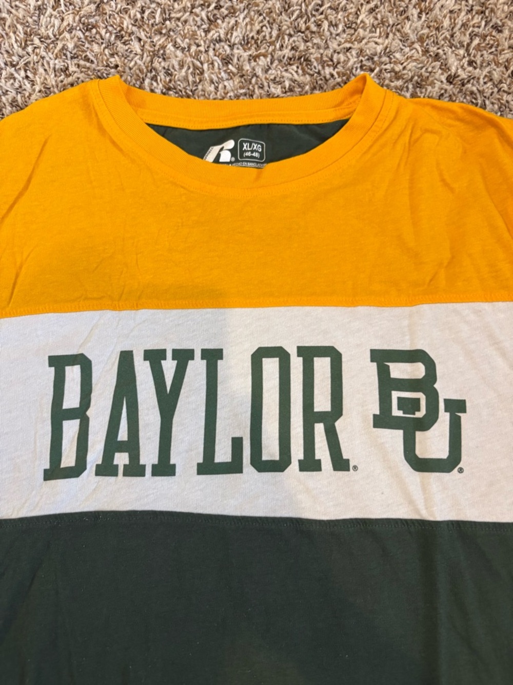 Baylor BU Colorblock Tee - Gold, White & Dark Green - X-Large - Picture 2 of 5